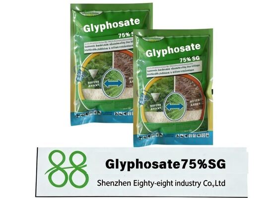 Granula de herbicida sistémico de alta calidad Glifosato 75% SG, absorbido por las partes verdes de las malezas y transmitido a las raíces, mata a fondo los rizomas y los sistemas radiculares, amplio espectro de malezas