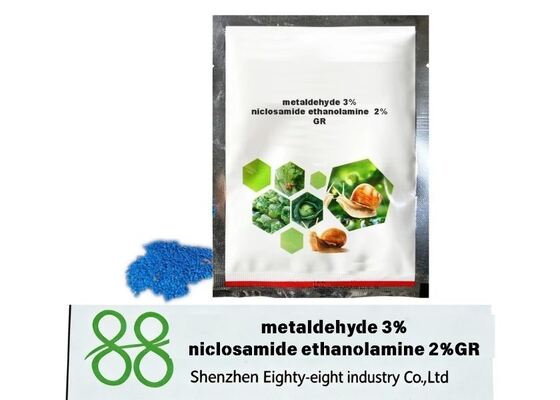 Molusquicida compuesto de Metaldehído al 3% + Niclosamida Etanolamina al 2% GR, granulado mata caracoles y babosas para control de plagas en granjas y jardines. CAS 108-62-3 6% GR Metaldehído