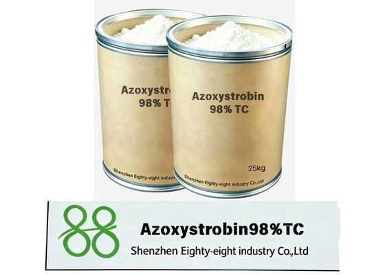 Azoxistrobina 98% TC, material técnico fungicida estrobilurina de alta pureza para formulación agroquímica. Control de amplio espectro para diversas enfermedades fúngicas, suministro a granel de fábrica.