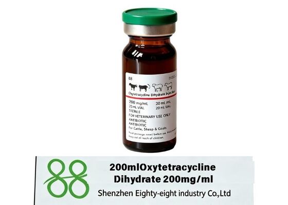 Medicina veterinaria Oxitetraciclina Dihidrato 200mg/ml solución, eficaz para enfermedades bacterianas respiratorias e intestinales en animales. Oxitetraciclina Deshidratada 20g Medicamento Veterinario