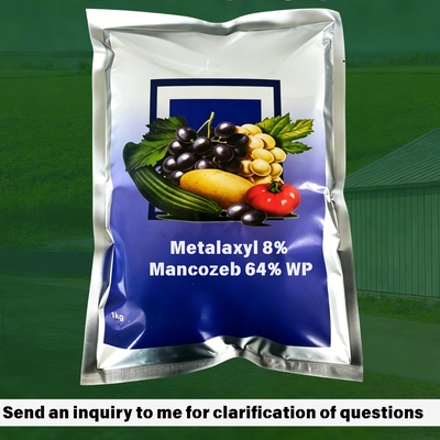 Metalaxyl 8% Mancozeb 64% WP Compuesto humedecible en polvo Fungicida, sistémico y de contacto Pesticida para el control de la poliomielitis tardía en las hortalizas Frutas