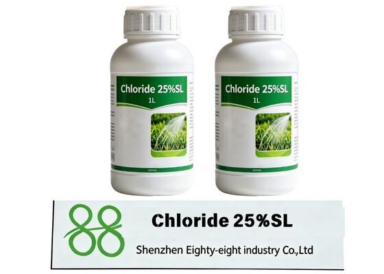 Cloruro de Mepiquat de alta calidad 25% SL retardante del crecimiento, inhibe la biosíntesis de la gibberelina, acorta los internodos, la forma compacta de la planta, aumenta el contenido de clorofila, reduce la caída de la flor y la fruta