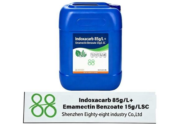 Indoxacarb 85 g/l + Emamectina Benzoato 15 g/l SC insecticida compuesto, fuerte efecto sinérgico para las plagas de lepidópteros, rápida eliminación y efecto residual largo, suministro de agroquímicos a granel de fábrica.